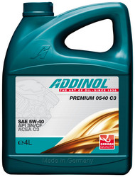 Купить моторное масло Addinol Premium 0540 C3 5W-40, 4л в Симферополе, Крым | Артикул 4014766250896